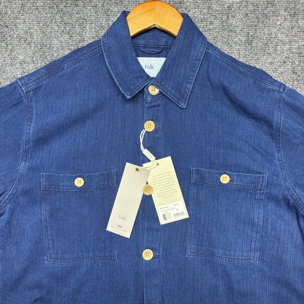 Folk Chore Jacket Herringbone Wash Twill Indigo Large NWT JMK/JM/2831 - Picture 14 of 15